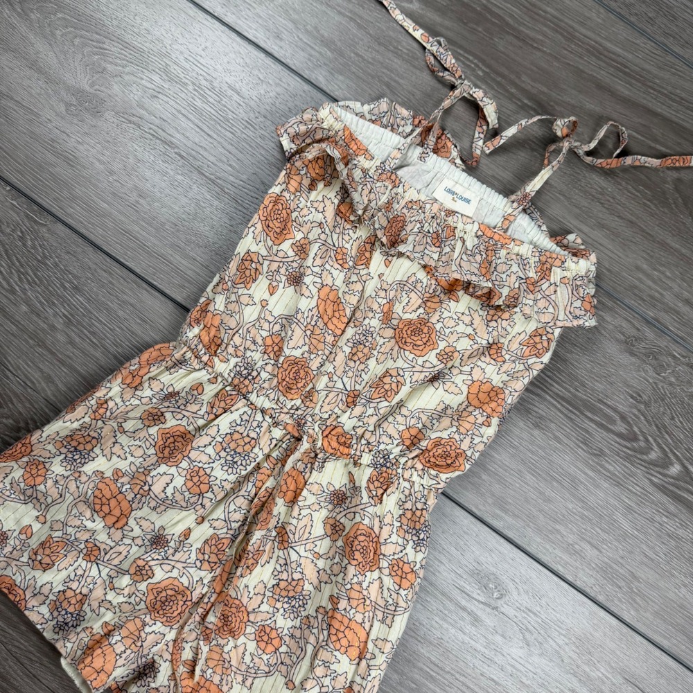 Louis Louise Girls‎ Romper Floral Lurex Stripe Orange 8